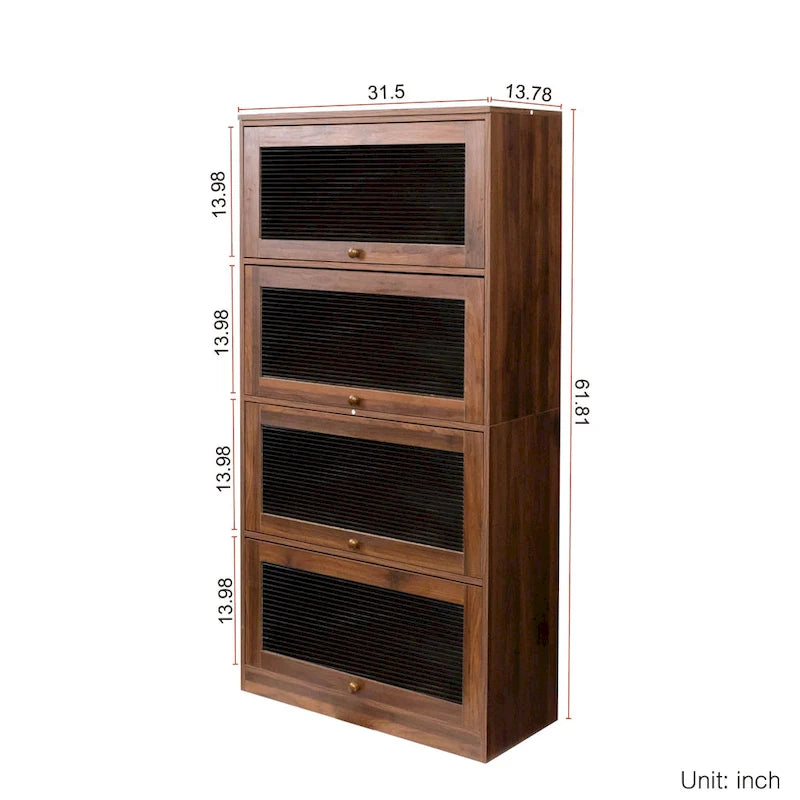 Bookcase Contemporary Closed Back Glass Doors Office Storage Cabinet Floor-to-Ceiling Low Cabinet