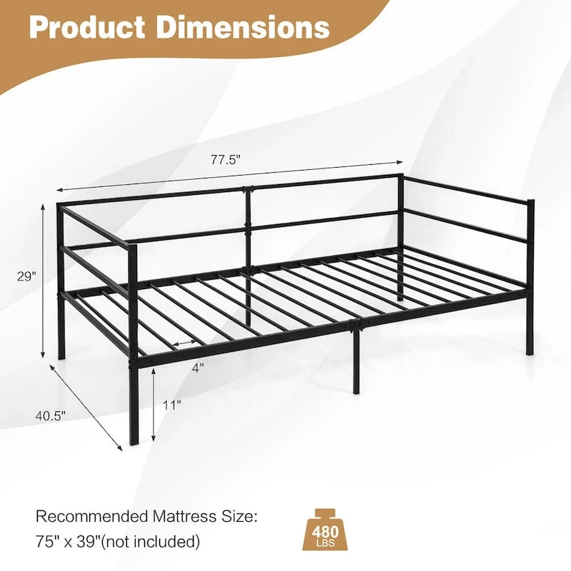 Twin Metal Daybed Frame – Dual-Use Platform Sofa Bed