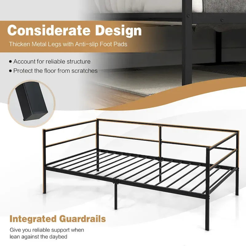 Twin Metal Daybed Frame – Dual-Use Platform Sofa Bed