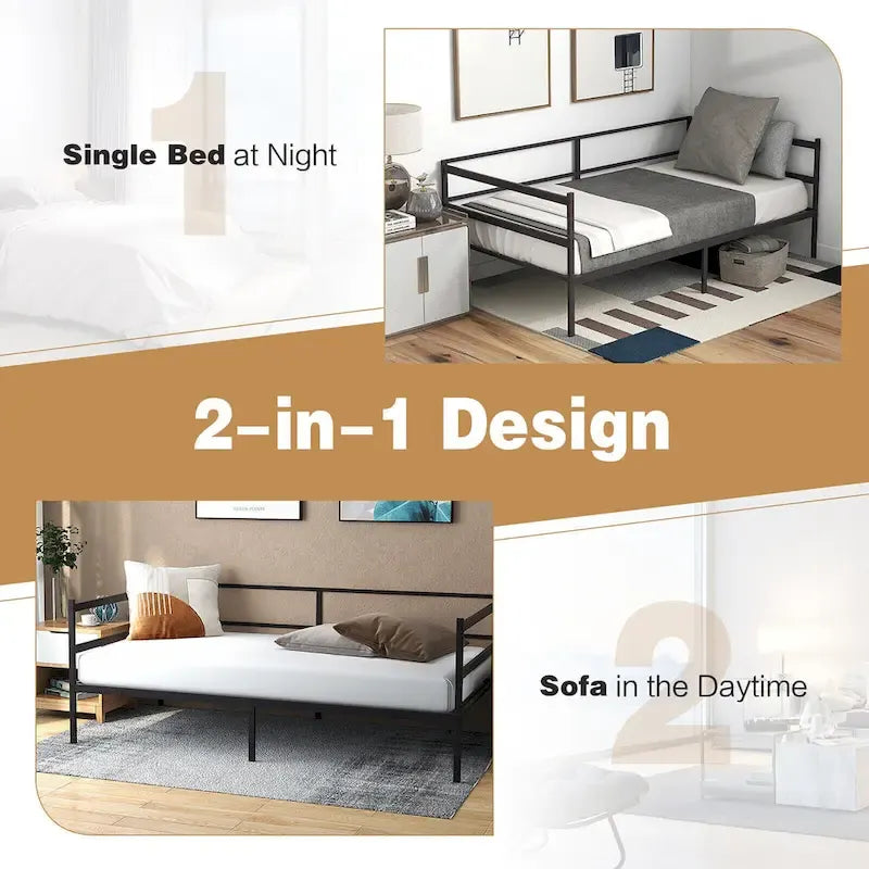 Twin Metal Daybed Frame – Dual-Use Platform Sofa Bed