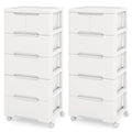 6-Drawer Plastic Rolling Storage Cart with Lockable Wheels (Set of 2)