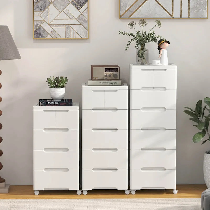 6-Drawer Plastic Rolling Storage Cart with Lockable Wheels (Set of 2)