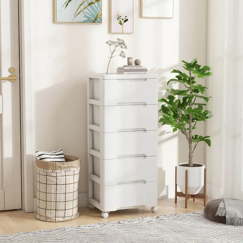 6-Drawer Plastic Rolling Storage Cart with Lockable Wheels (Set of 2)