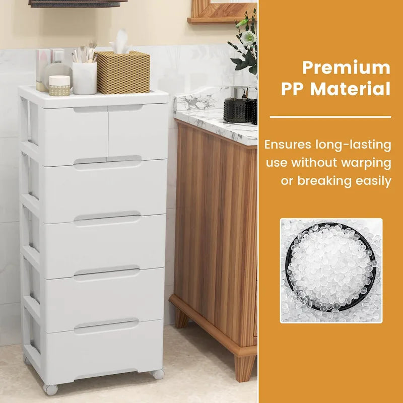6-Drawer Plastic Rolling Storage Cart with Lockable Wheels (Set of 2)
