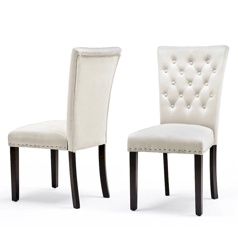 Tufted Velvet Dining Chairs – Set of 2