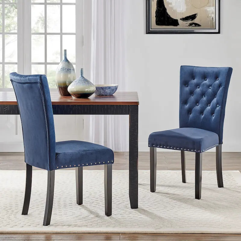 Tufted Velvet Dining Chairs – Set of 2