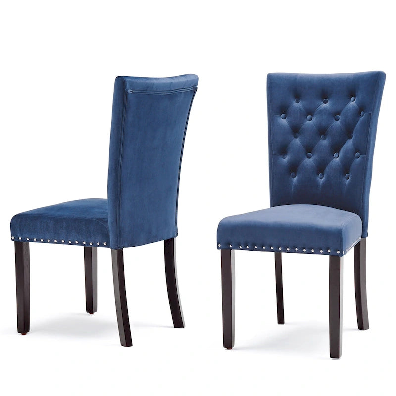 Tufted Velvet Dining Chairs – Set of 2