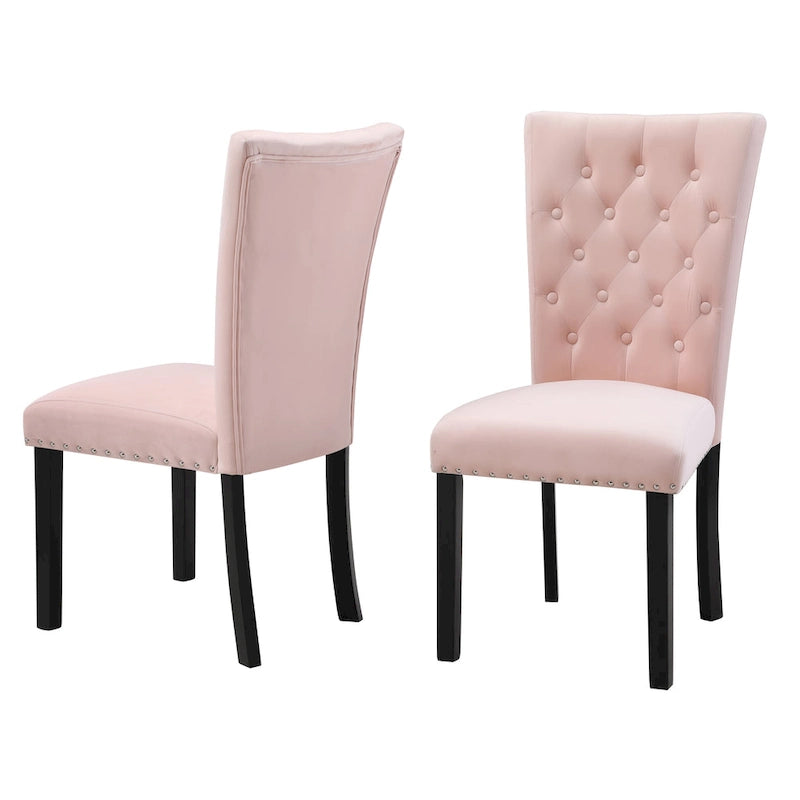 Tufted Velvet Dining Chairs – Set of 2