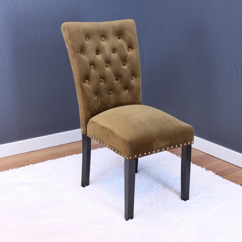 Tufted Velvet Dining Chairs – Set of 2