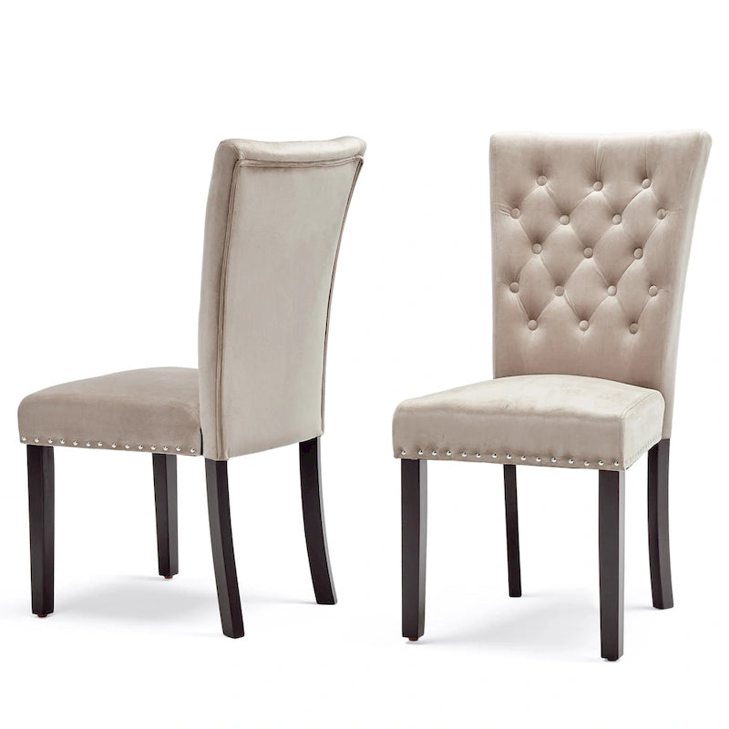Tufted Velvet Dining Chairs – Set of 2
