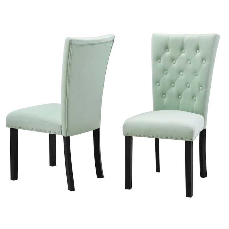 Tufted Velvet Dining Chairs – Set of 2