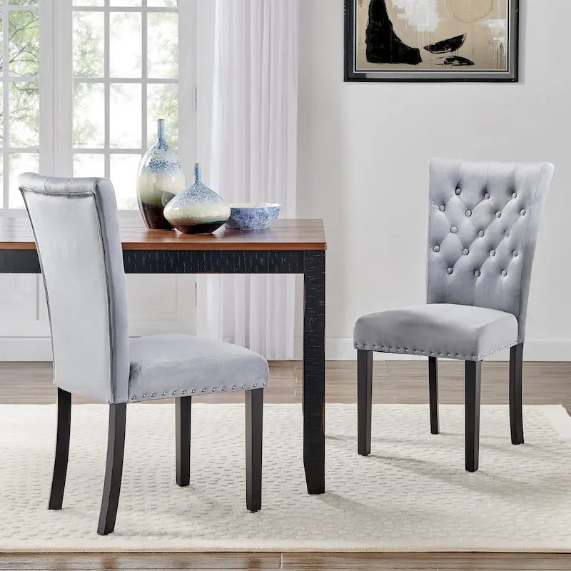 Tufted Velvet Dining Chairs – Set of 2