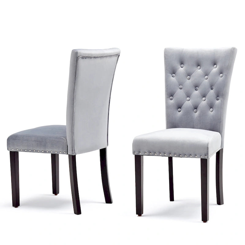Tufted Velvet Dining Chairs – Set of 2