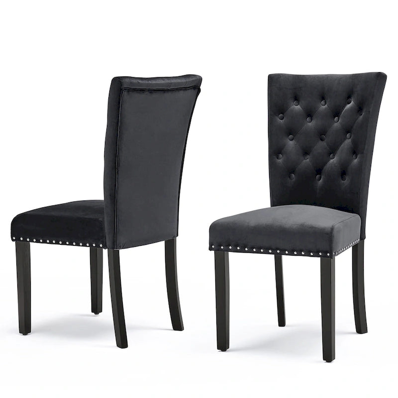 Tufted Velvet Dining Chairs – Set of 2