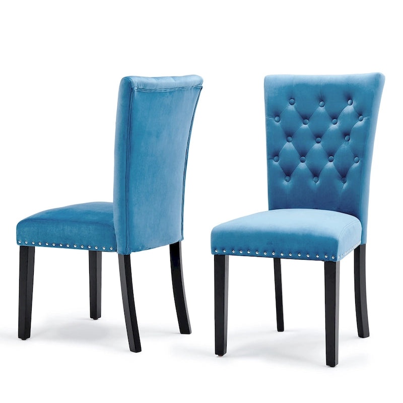 Tufted Velvet Dining Chairs – Set of 2