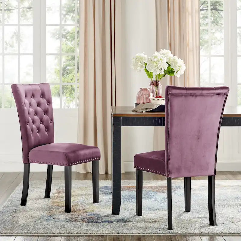 Tufted Velvet Dining Chairs – Set of 2
