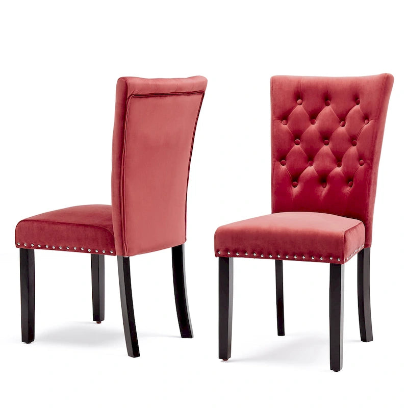 Tufted Velvet Dining Chairs – Set of 2