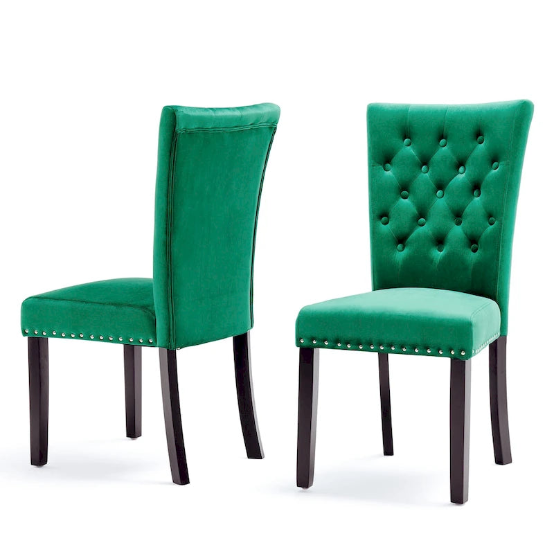Tufted Velvet Dining Chairs – Set of 2