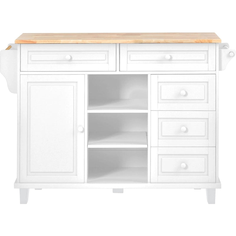52.8 in. Rolling Kitchen Island with Storage and 5 Drawers