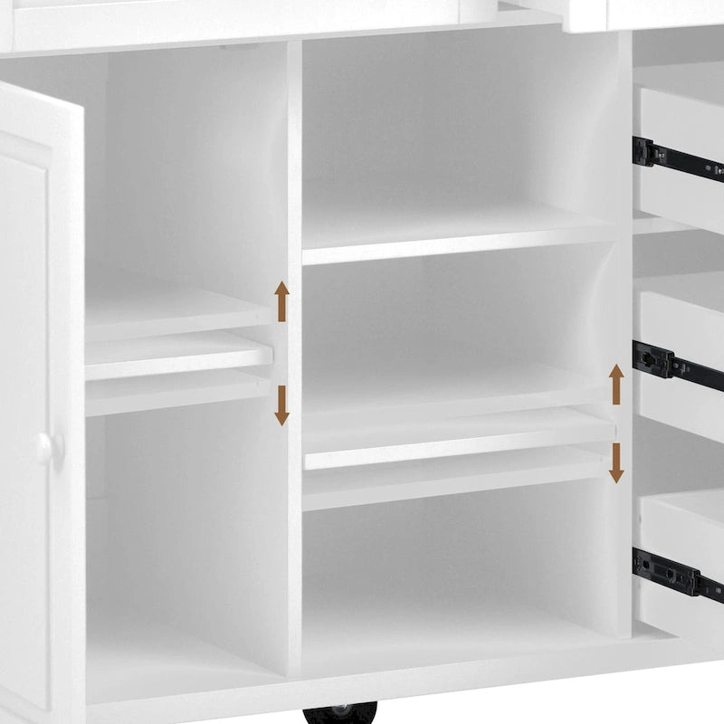 52.8 in. Rolling Kitchen Island with Storage and 5 Drawers