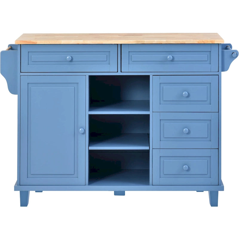 52.8 in. Rolling Kitchen Island with Storage and 5 Drawers