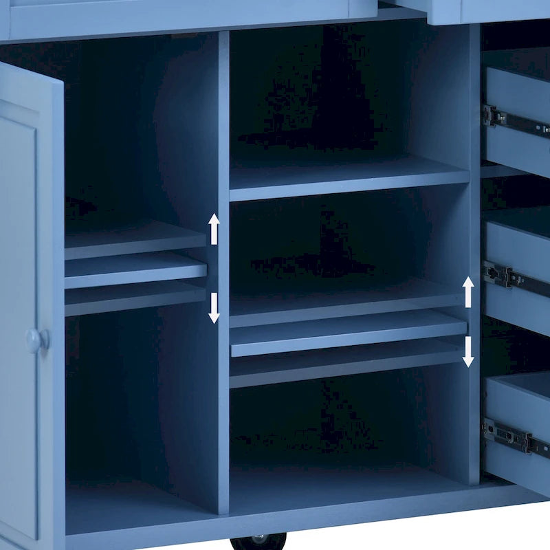 52.8 in. Rolling Kitchen Island with Storage and 5 Drawers