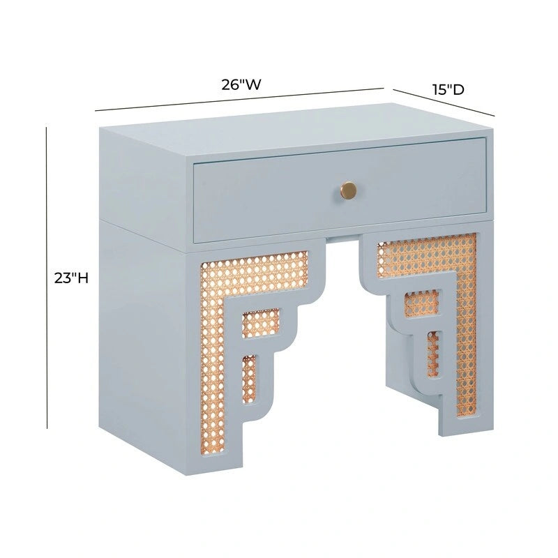 Wood & Rattan Nightstand