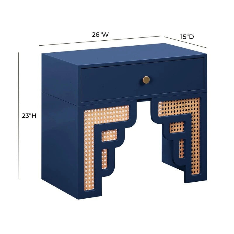 Wood & Rattan Nightstand