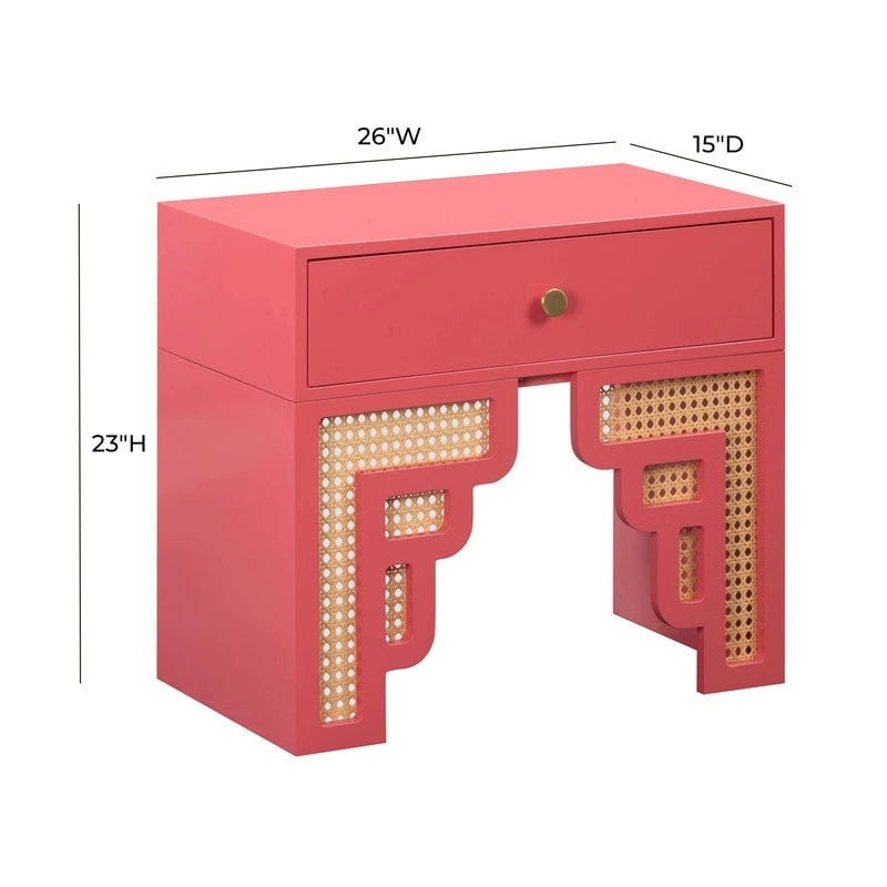 Wood & Rattan Nightstand