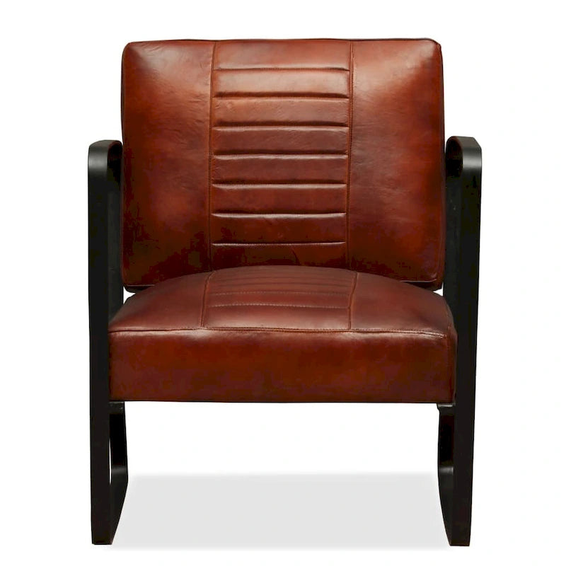 vidaXL Sofa Single Sofa Chair with Metal Frame for Living Room Genuine Leather - 23.6 x 25.2 x 29.1