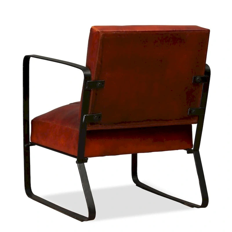 vidaXL Sofa Single Sofa Chair with Metal Frame for Living Room Genuine Leather - 23.6 x 25.2 x 29.1