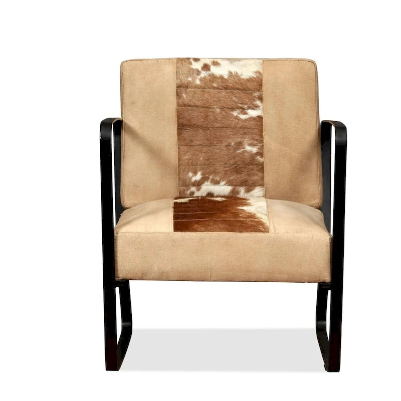 vidaXL Sofa Single Sofa Chair with Metal Frame for Living Room Genuine Leather - 23.6 x 25.2 x 29.1