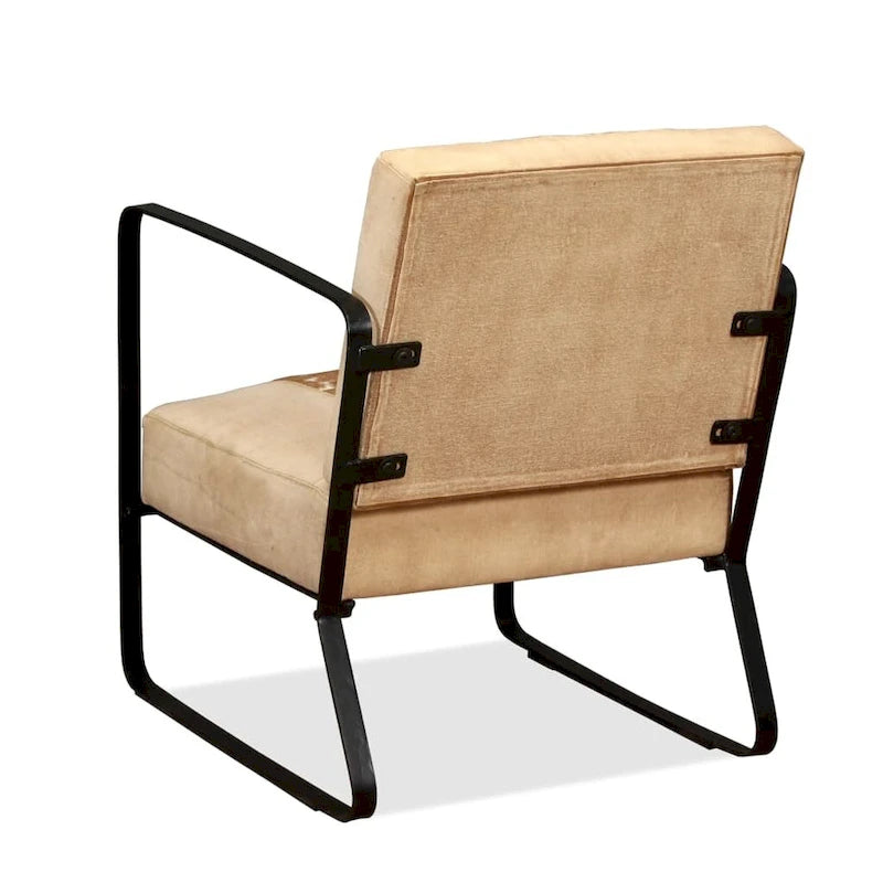 vidaXL Sofa Single Sofa Chair with Metal Frame for Living Room Genuine Leather - 23.6 x 25.2 x 29.1