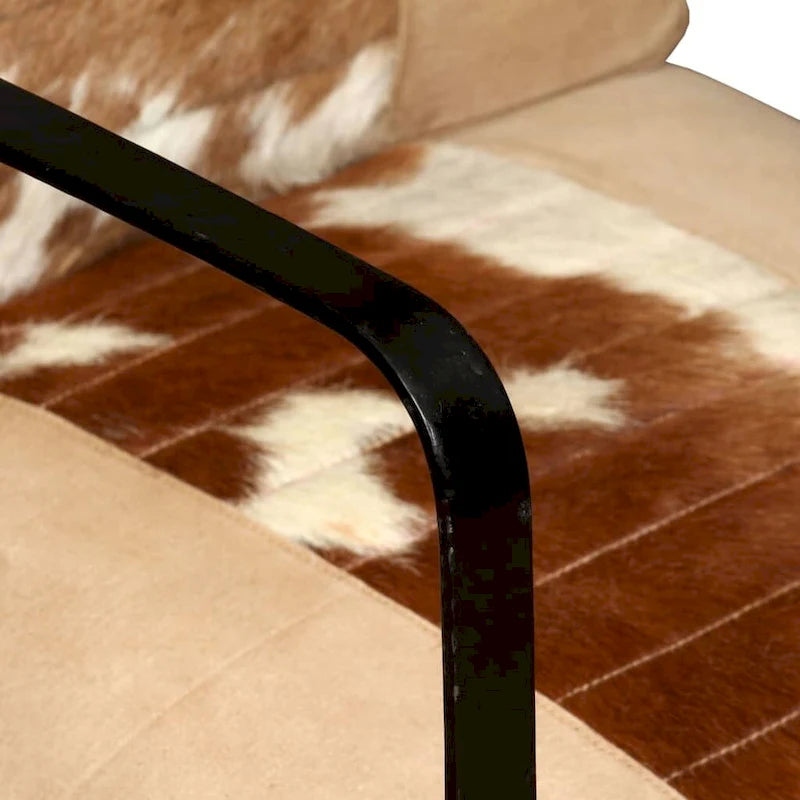 vidaXL Sofa Single Sofa Chair with Metal Frame for Living Room Genuine Leather - 23.6 x 25.2 x 29.1