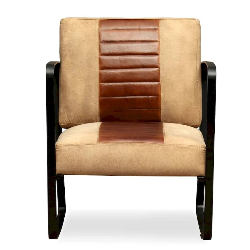 vidaXL Sofa Single Sofa Chair with Metal Frame for Living Room Genuine Leather - 23.6 x 25.2 x 29.1