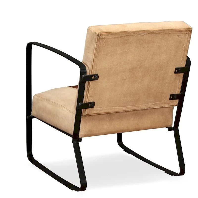 vidaXL Sofa Single Sofa Chair with Metal Frame for Living Room Genuine Leather - 23.6 x 25.2 x 29.1