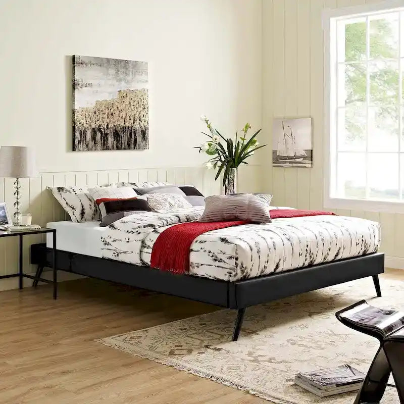 Queen Platform Bed Frame with Round Splayed Legs