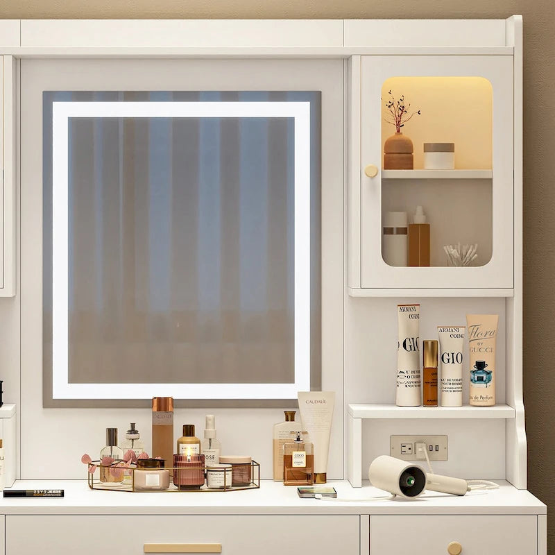 Makeup Vanity Dressing Table with Mirror, Drawers and Shelves