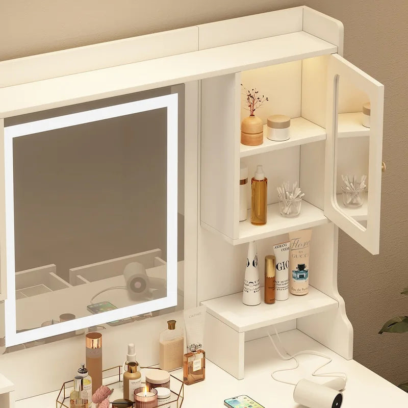 Makeup Vanity Dressing Table with Mirror, Drawers and Shelves