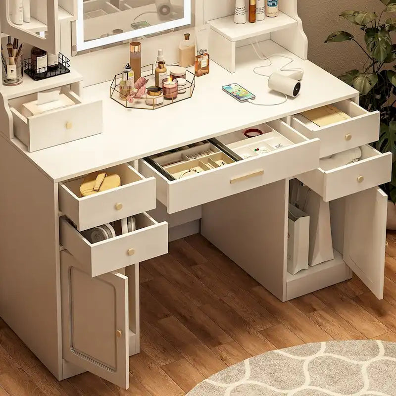 Makeup Vanity Dressing Table with Mirror, Drawers and Shelves