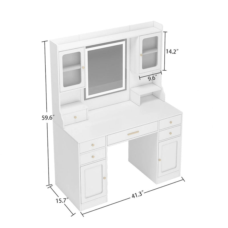 Makeup Vanity Dressing Table with Mirror, Drawers and Shelves