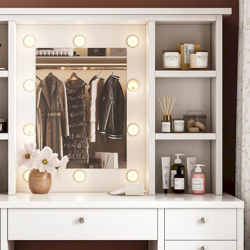 Makeup Vanity Dressing Table with Mirror, Drawers and Shelves