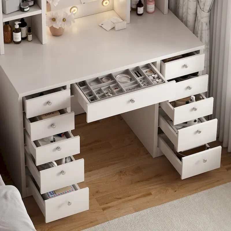 Makeup Vanity Dressing Table with Mirror, Drawers and Shelves