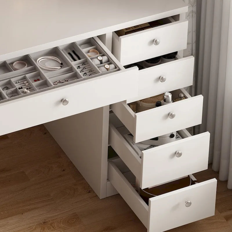 Makeup Vanity Dressing Table with Mirror, Drawers and Shelves