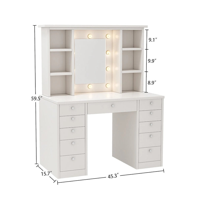 Makeup Vanity Dressing Table with Mirror, Drawers and Shelves