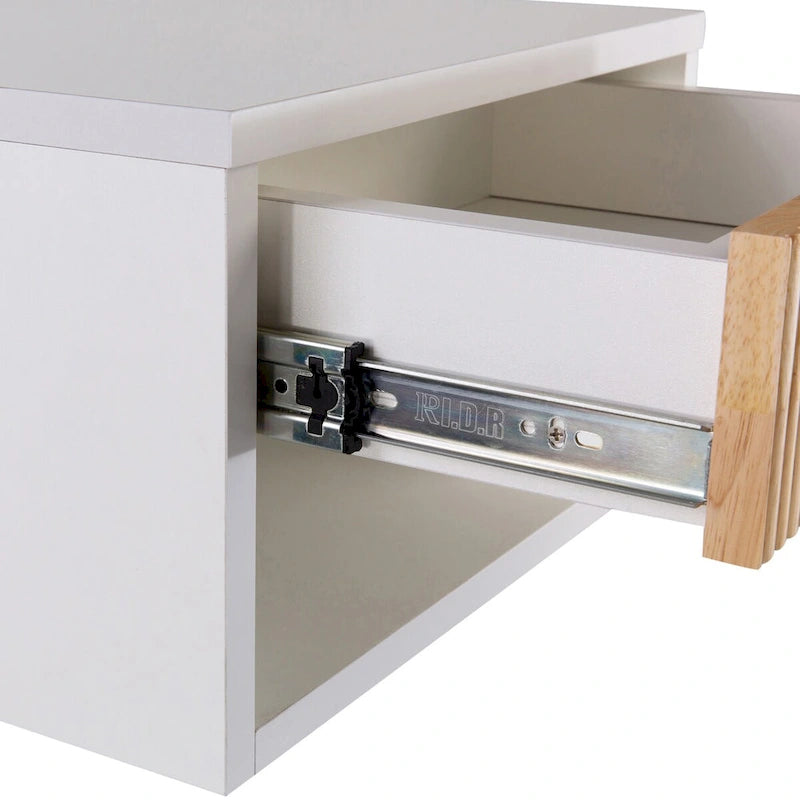 Ettore 15.71 Classic Contemporary Floating Wall Mounted Nightstand with Soft-Close Tambour Drawer and Cable Hole, by JONATHAN Y