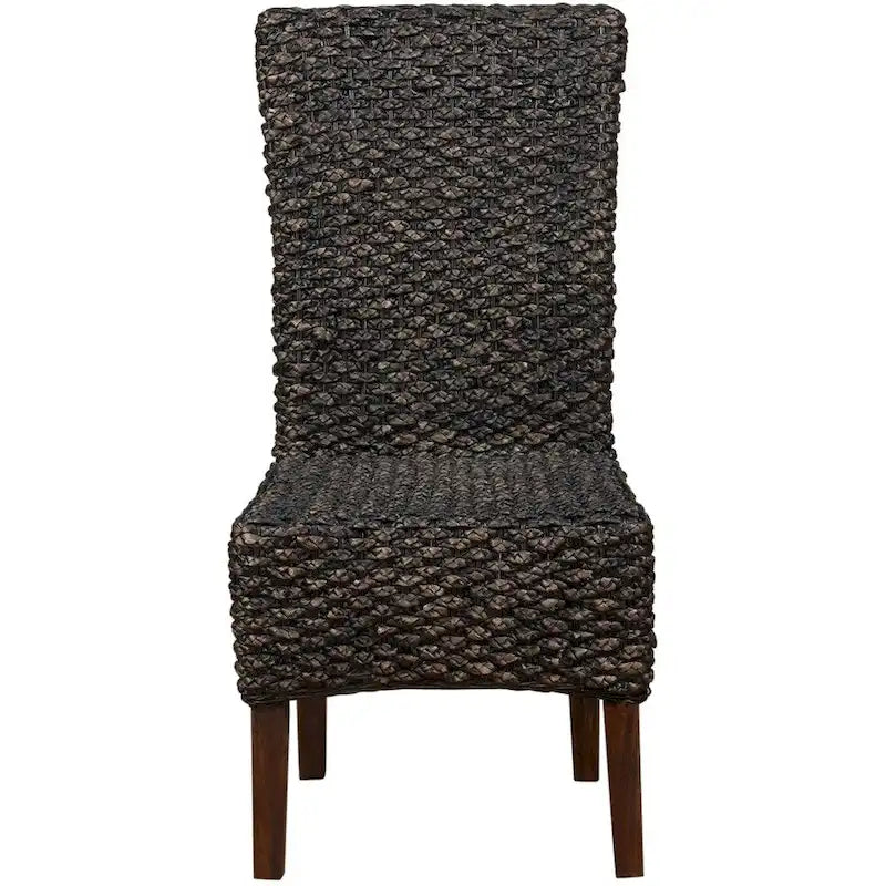 Wicker Woven Wooden Chair with high Back, Set of 2, Brown