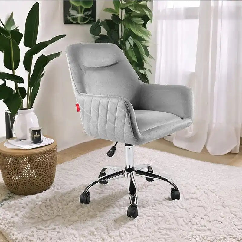Swivel Vanity Chair with Wheels, Height Adjustable - Pink/Grey/White