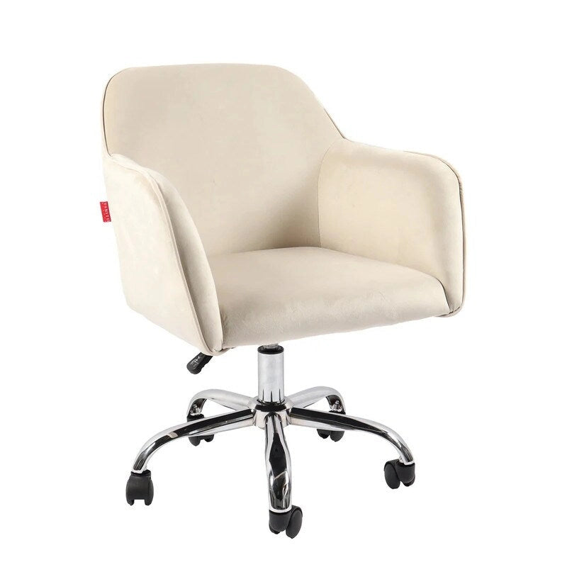 Swivel Vanity Chair with Wheels, Height Adjustable - Pink/Grey/White