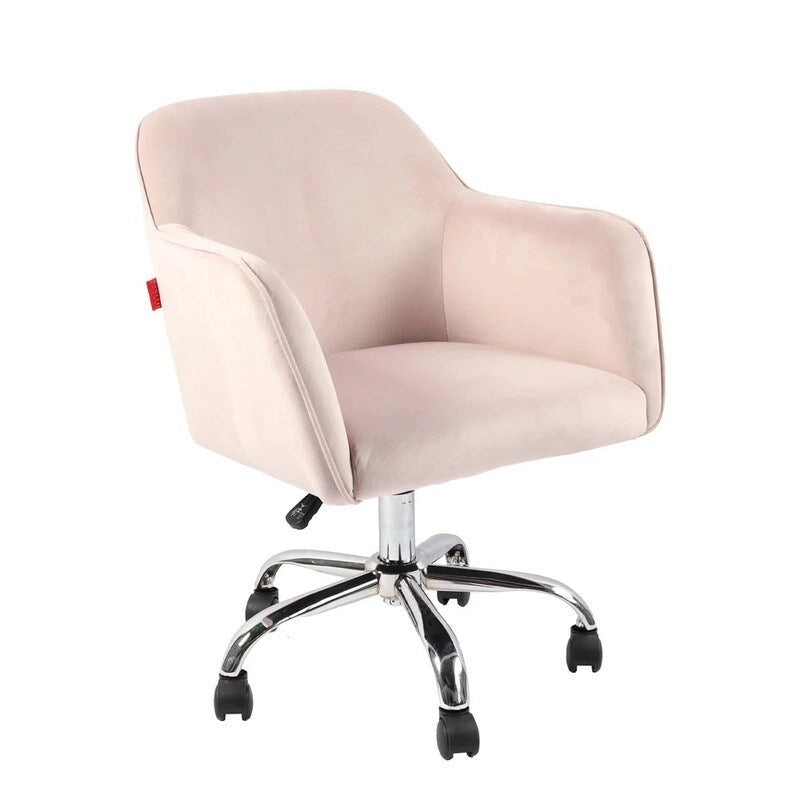 Swivel Vanity Chair with Wheels, Height Adjustable - Pink/Grey/White